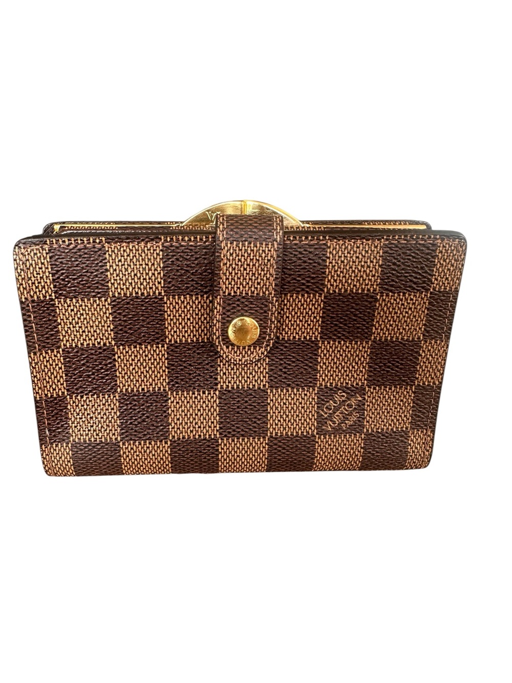 Louis Vuitton Brown Kisslock Damier Compact Wallet
